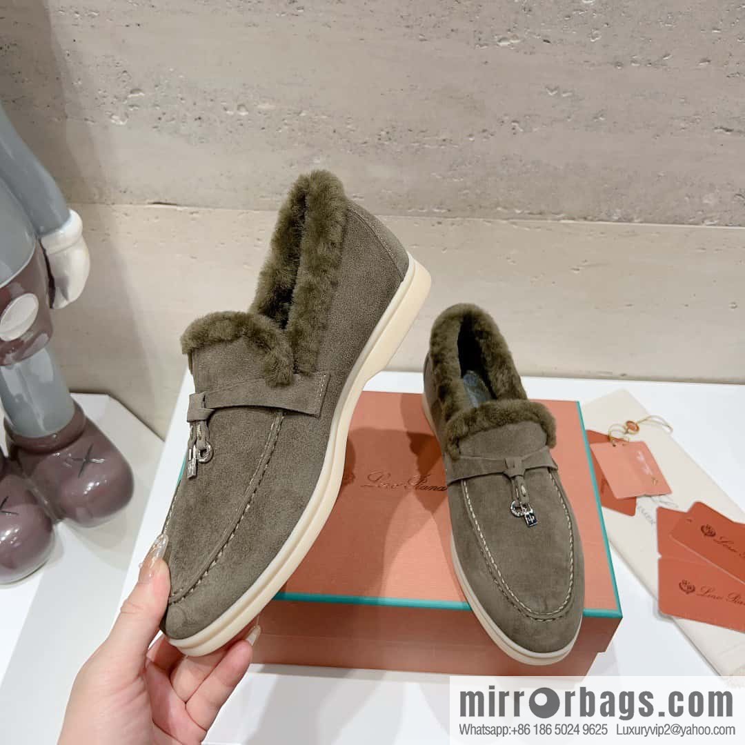 🐰🐰Loro Pian * Classic popular LP top version, British tassel flat-bottomed fluffy loafers