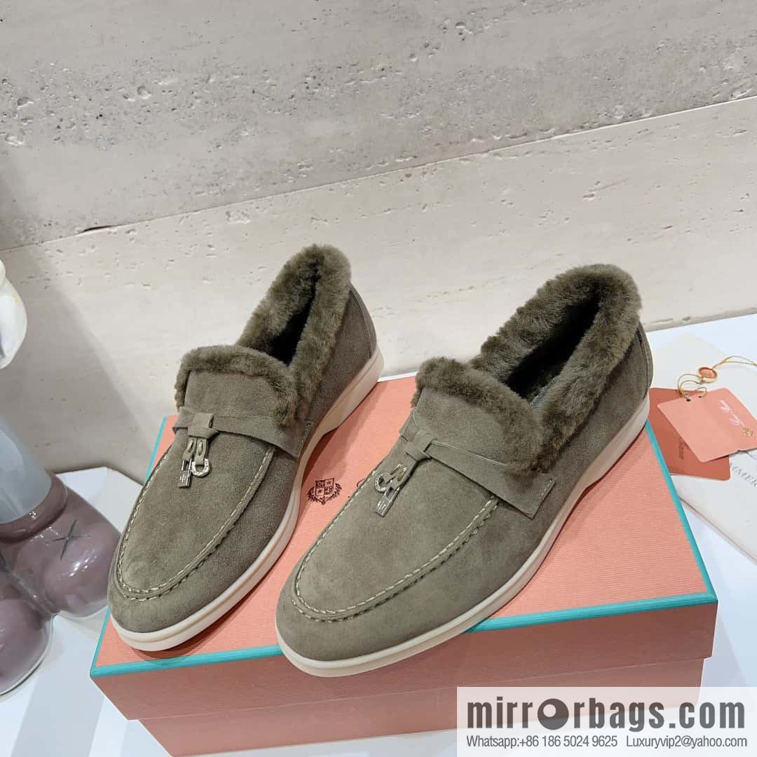 🐰🐰Loro Pian * Classic popular LP top version, British tassel flat-bottomed fluffy loafers