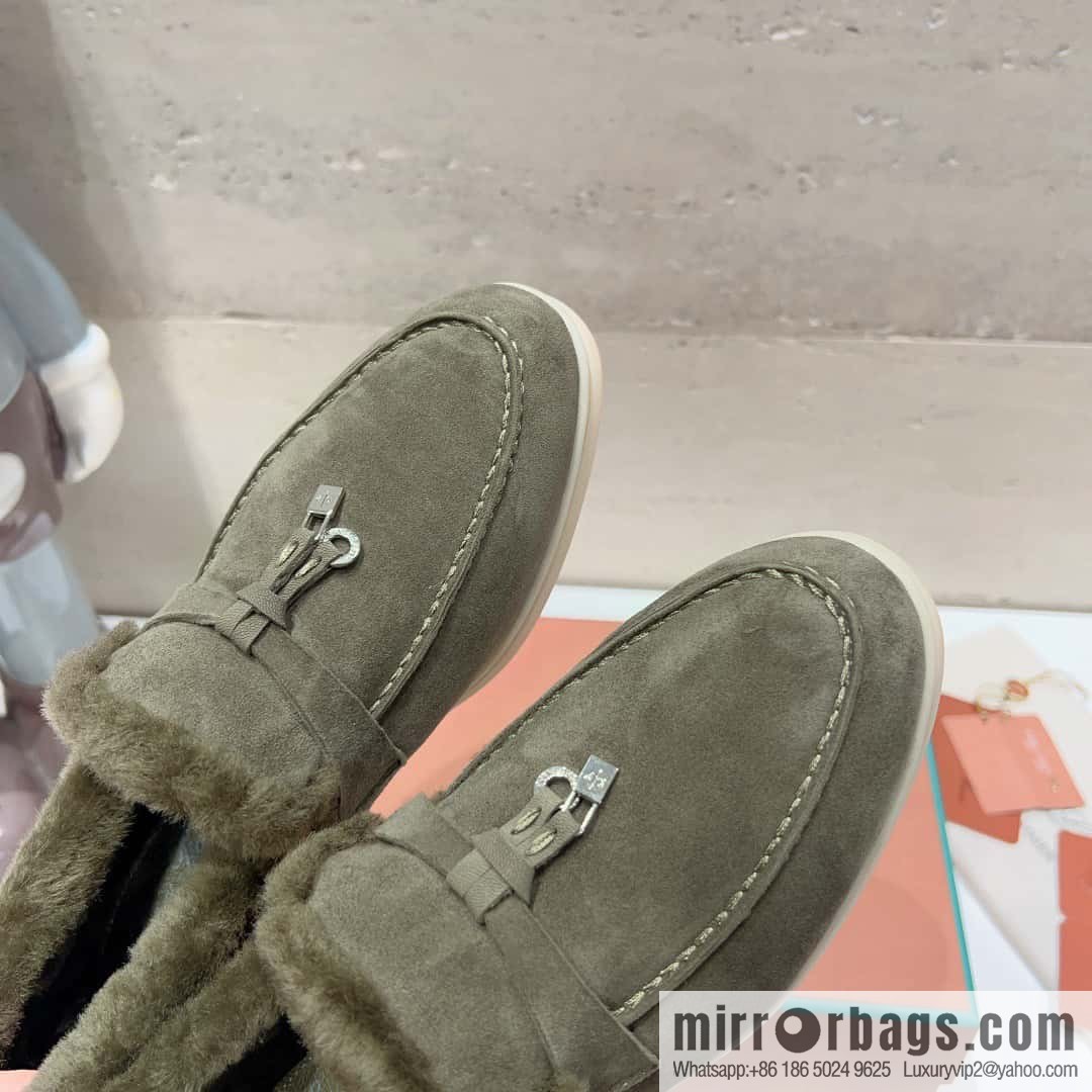 🐰🐰Loro Pian * Classic popular LP top version, British tassel flat-bottomed fluffy loafers