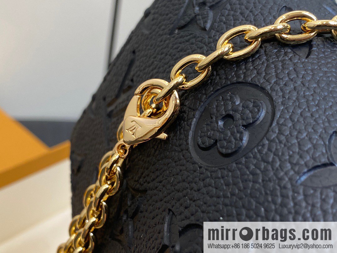 [Premium‑quality] M82509 black full leather embossed chain bag series chain bag woc series LiLy Woc handbag