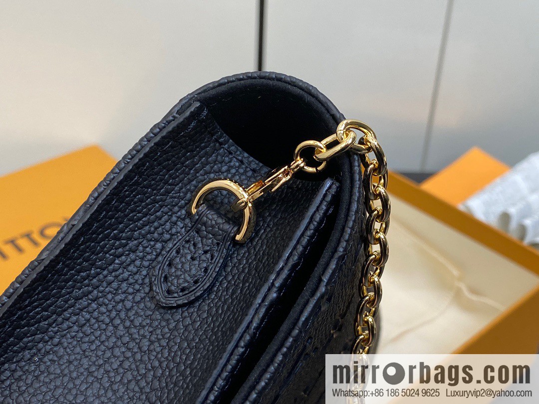 [Premium‑quality] M82509 black full leather embossed chain bag series chain bag woc series LiLy Woc handbag