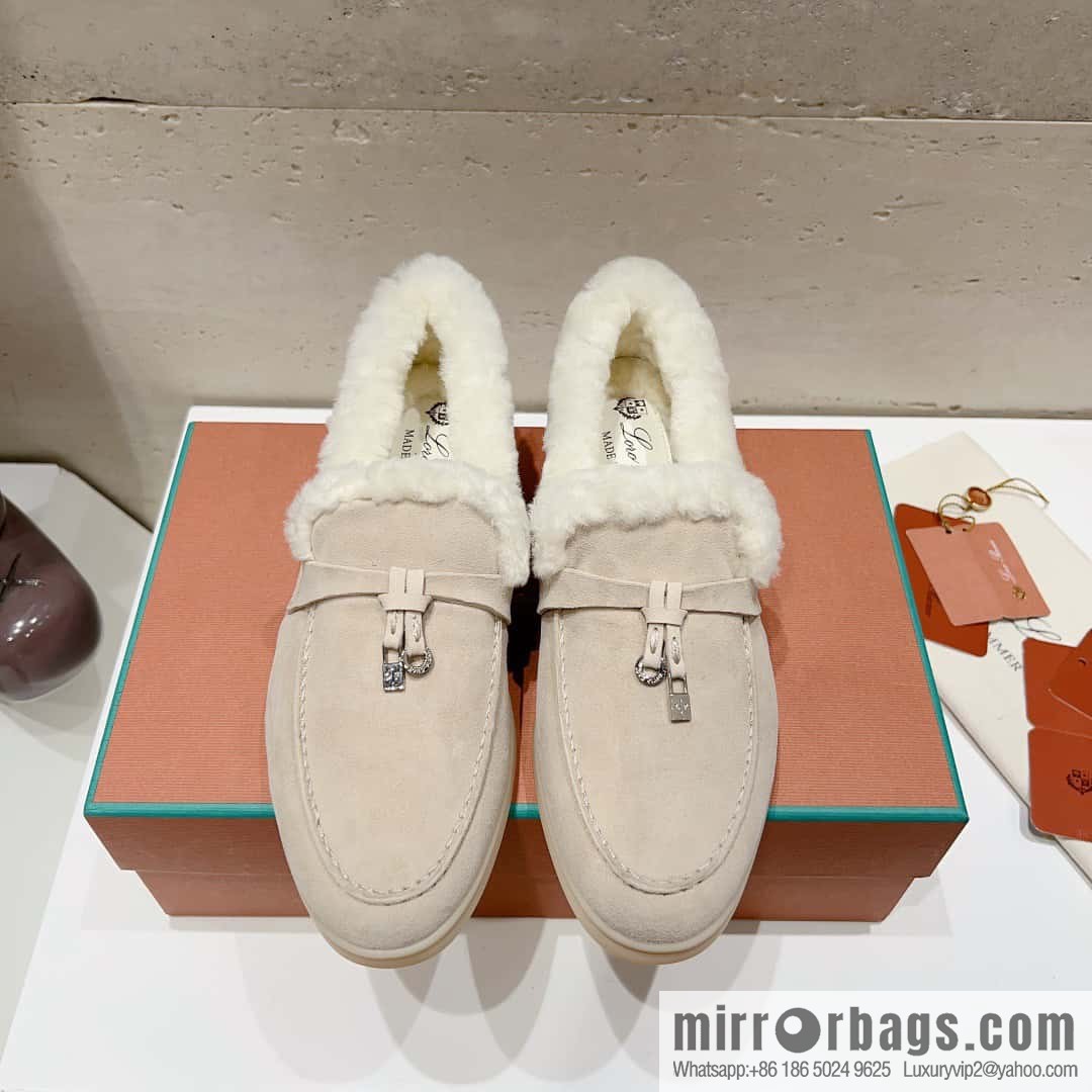 🐰🐰Loro Pian * Classic popular LP top version, British tassel flat-bottomed fluffy loafers