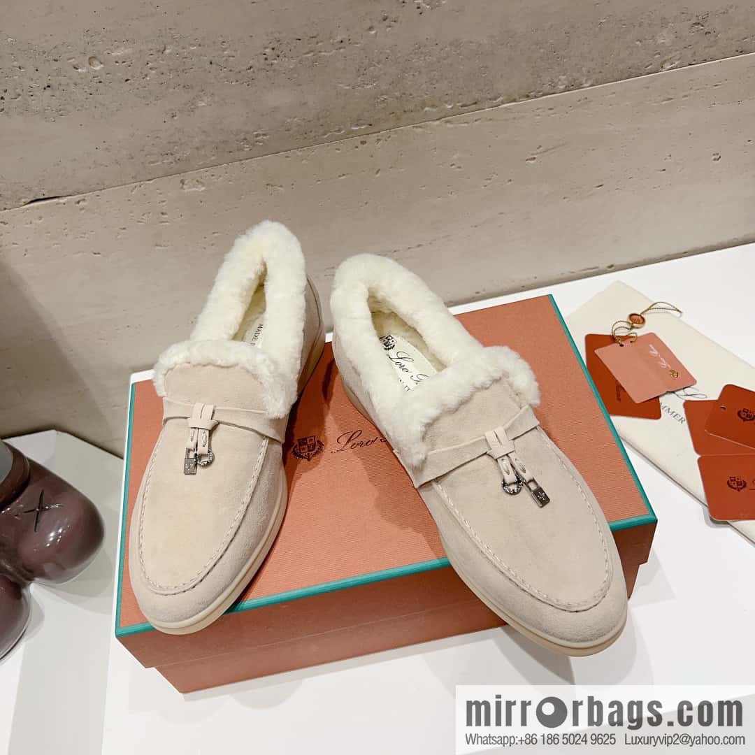 🐰🐰Loro Pian * Classic popular LP top version, British tassel flat-bottomed fluffy loafers