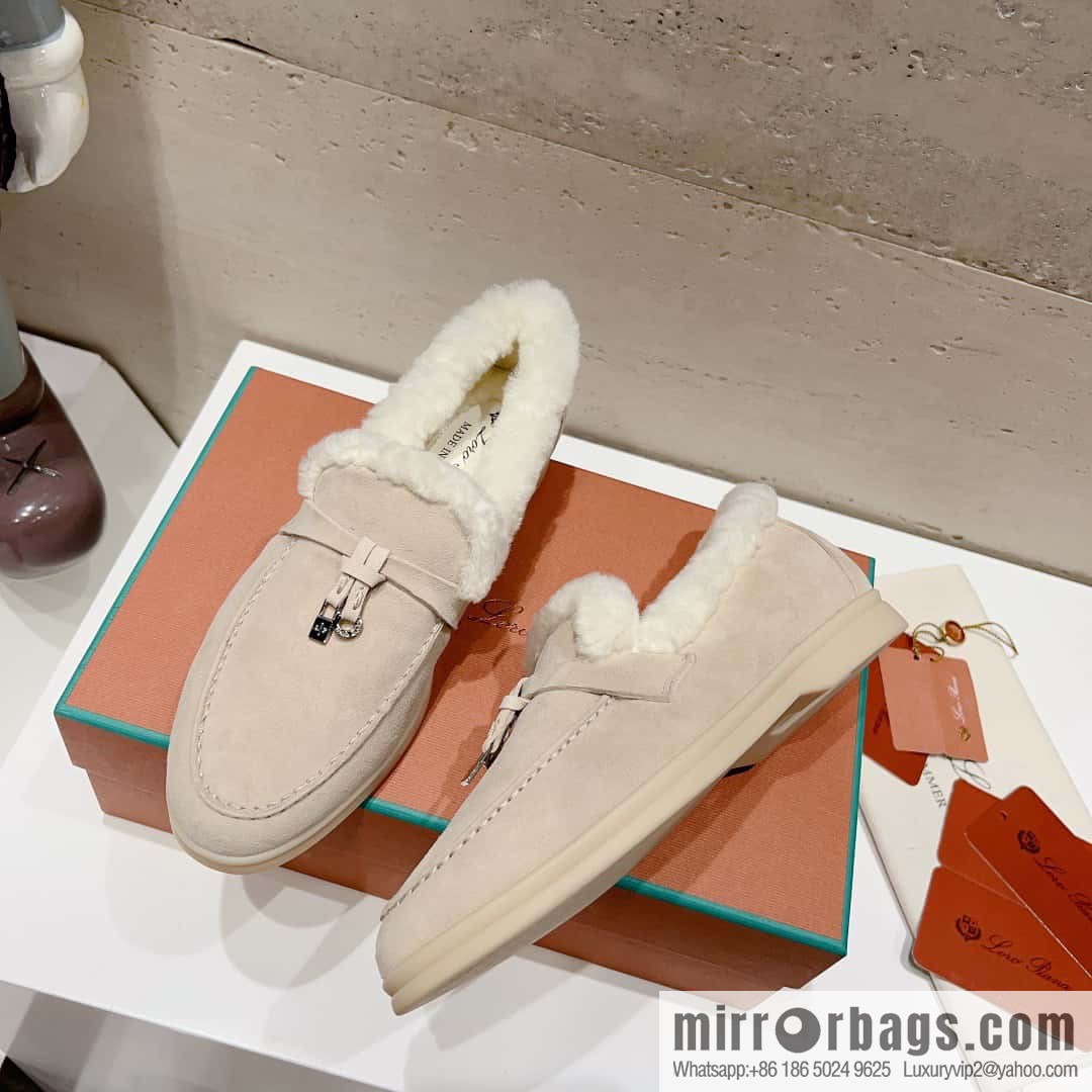 🐰🐰Loro Pian * Classic popular LP top version, British tassel flat-bottomed fluffy loafers