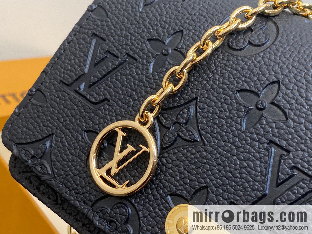 [Premium‑quality] M82509 black full leather embossed chain bag series chain bag woc series LiLy Woc handbag