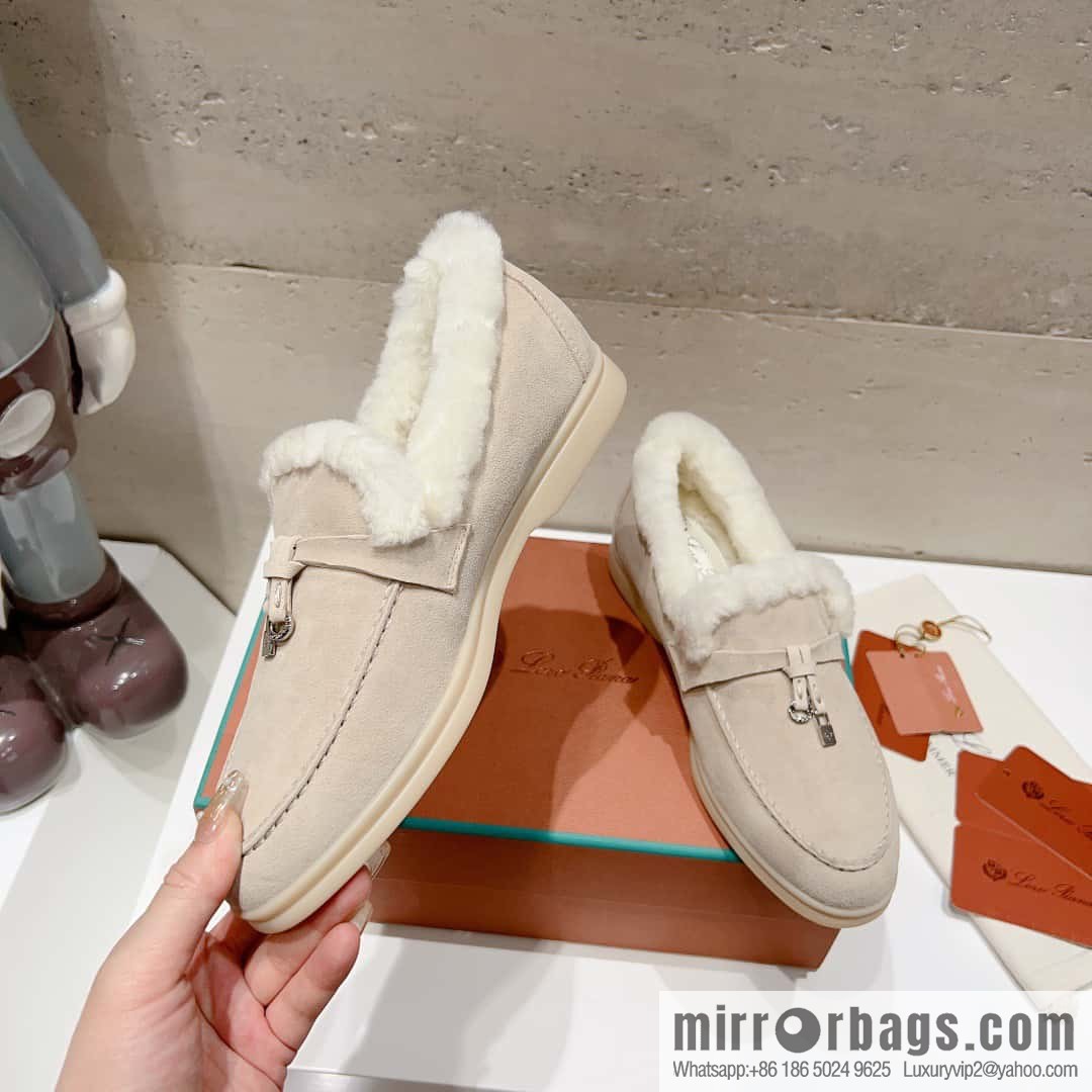 🐰🐰Loro Pian * Classic popular LP top version, British tassel flat-bottomed fluffy loafers