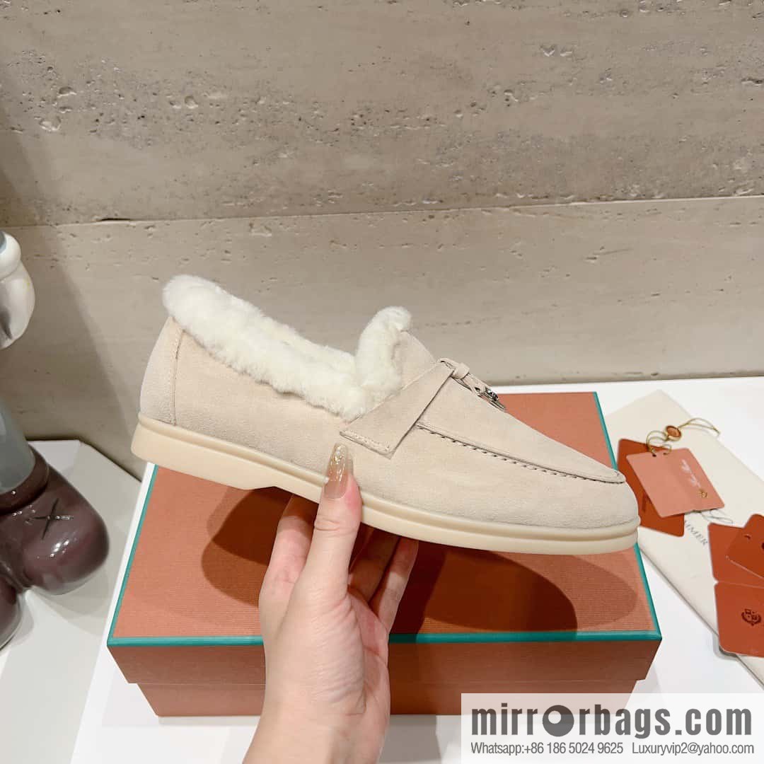 🐰🐰Loro Pian * Classic popular LP top version, British tassel flat-bottomed fluffy loafers