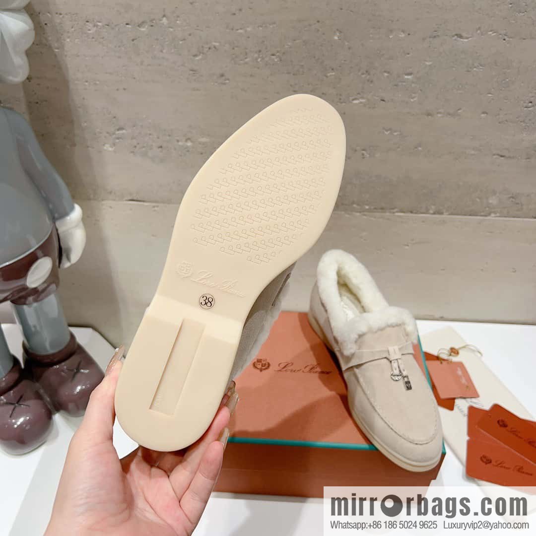 🐰🐰Loro Pian * Classic popular LP top version, British tassel flat-bottomed fluffy loafers