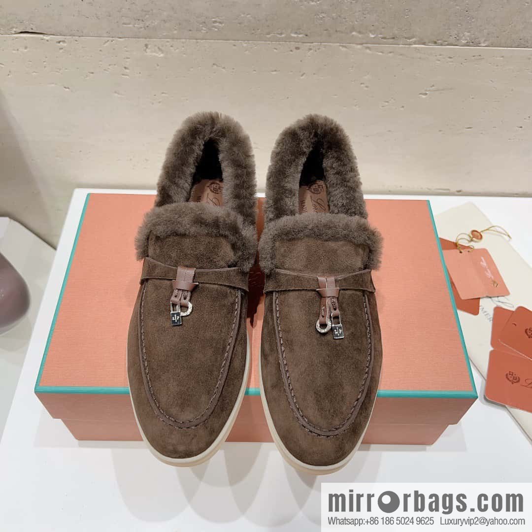 🐰🐰Loro Pian * Classic popular LP top version, British tassel flat-bottomed fluffy loafers