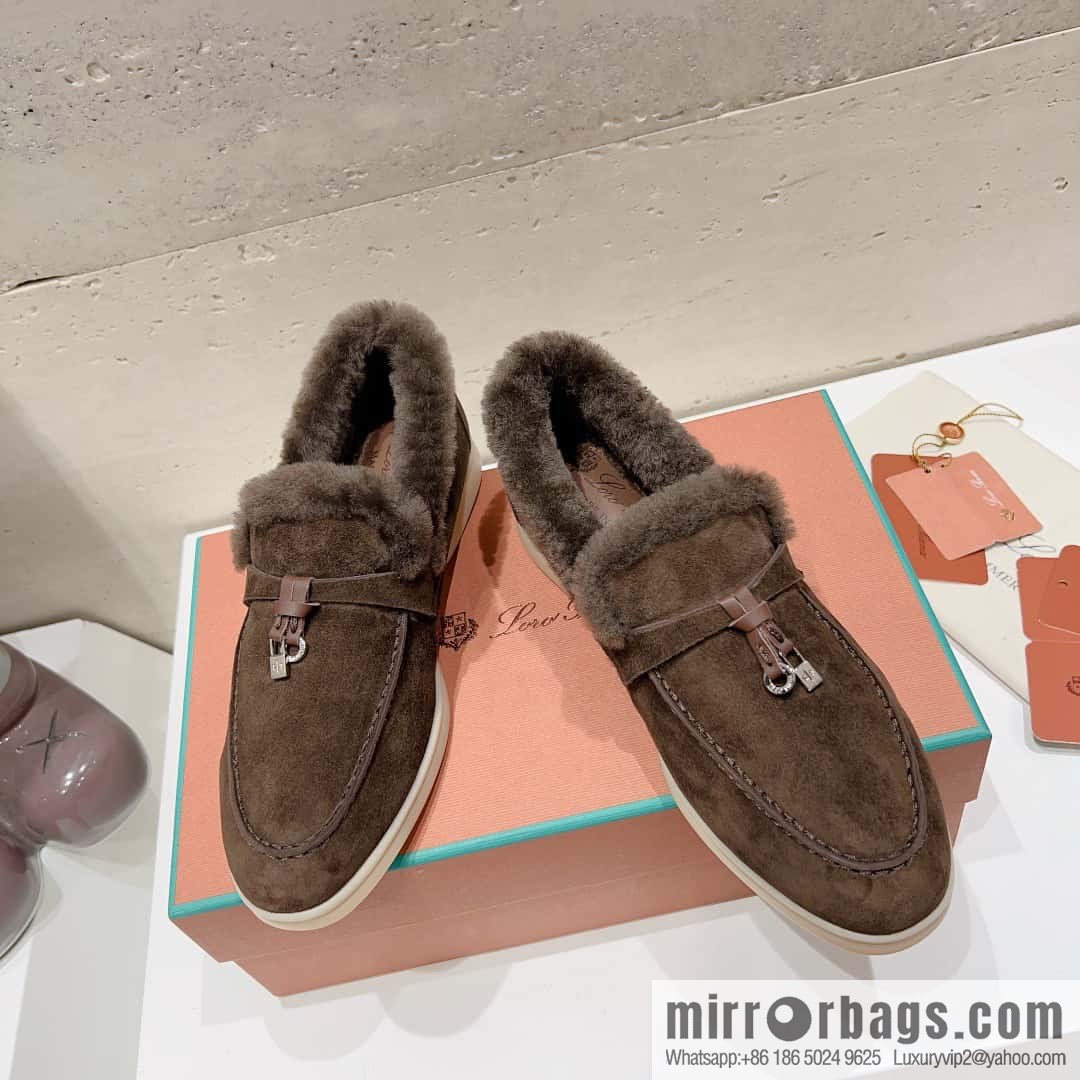 🐰🐰Loro Pian * Classic popular LP top version, British tassel flat-bottomed fluffy loafers