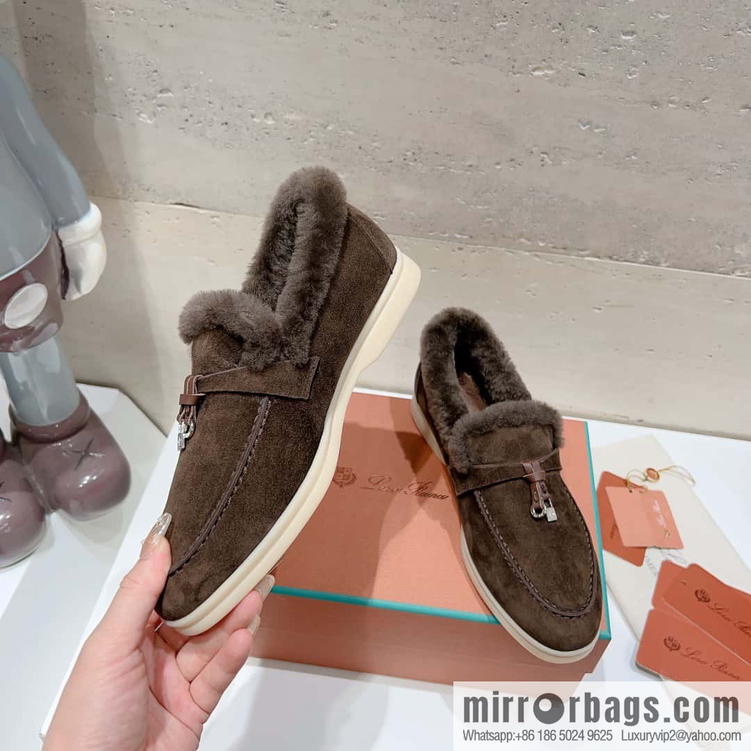 🐰🐰Loro Pian * Classic popular LP top version, British tassel flat-bottomed fluffy loafers