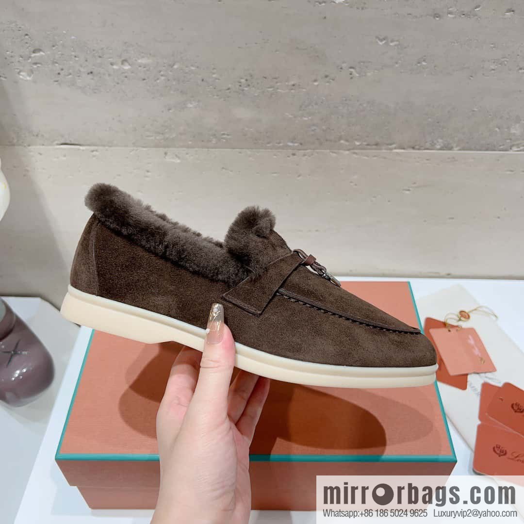 🐰🐰Loro Pian * Classic popular LP top version, British tassel flat-bottomed fluffy loafers