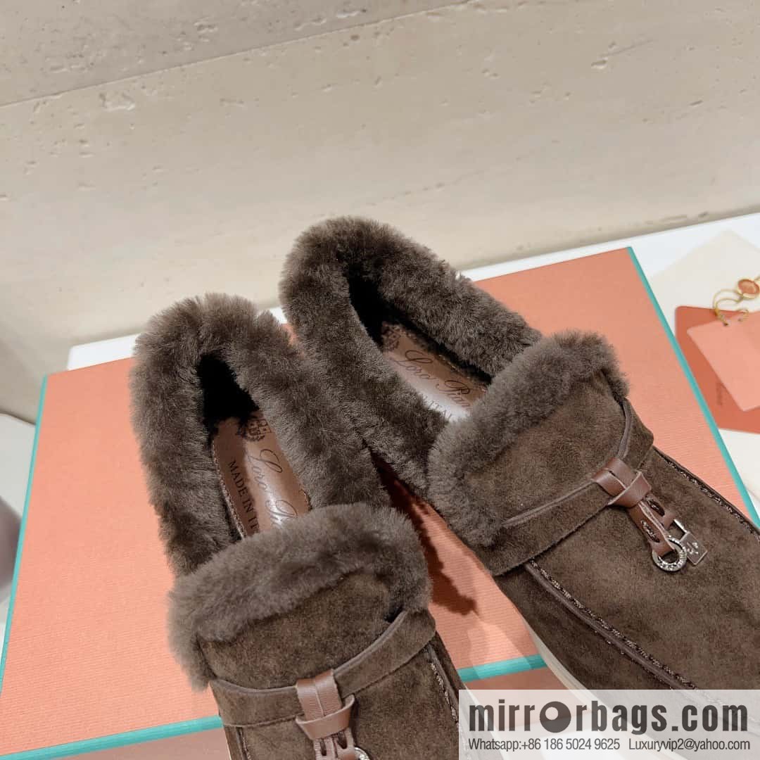 🐰🐰Loro Pian * Classic popular LP top version, British tassel flat-bottomed fluffy loafers