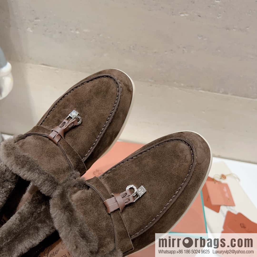 🐰🐰Loro Pian * Classic popular LP top version, British tassel flat-bottomed fluffy loafers