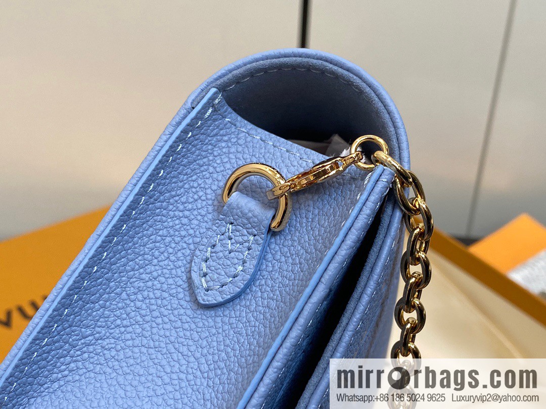 [Premium‑quality] M82509 light blue, full leather embossed chain bag series chain bag woc series LiLy Woc handbag