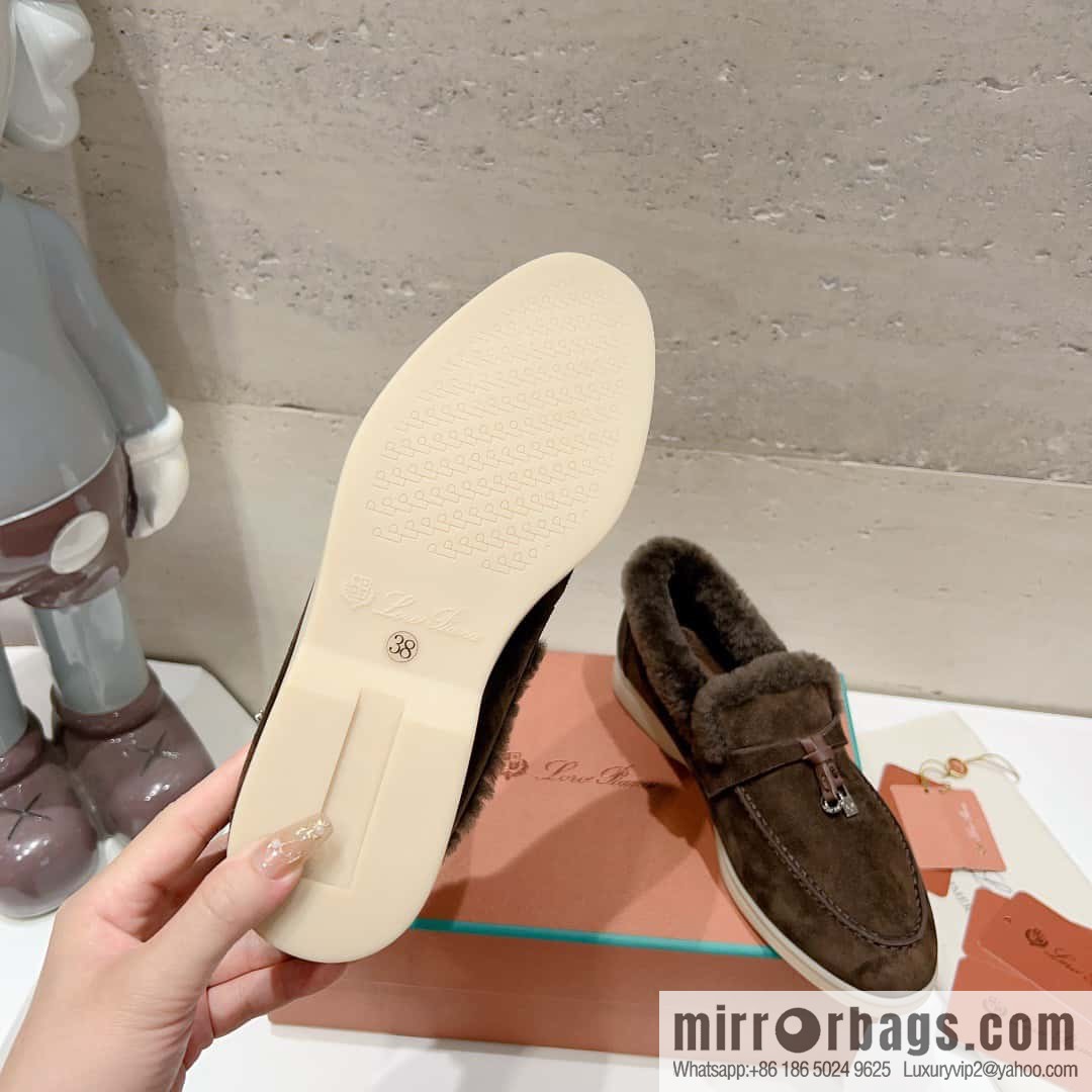 🐰🐰Loro Pian * Classic popular LP top version, British tassel flat-bottomed fluffy loafers