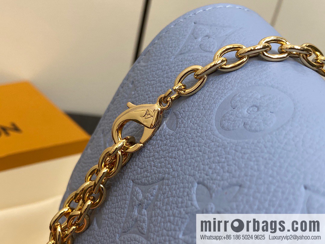 [Premium‑quality] M82509 light blue, full leather embossed chain bag series chain bag woc series LiLy Woc handbag