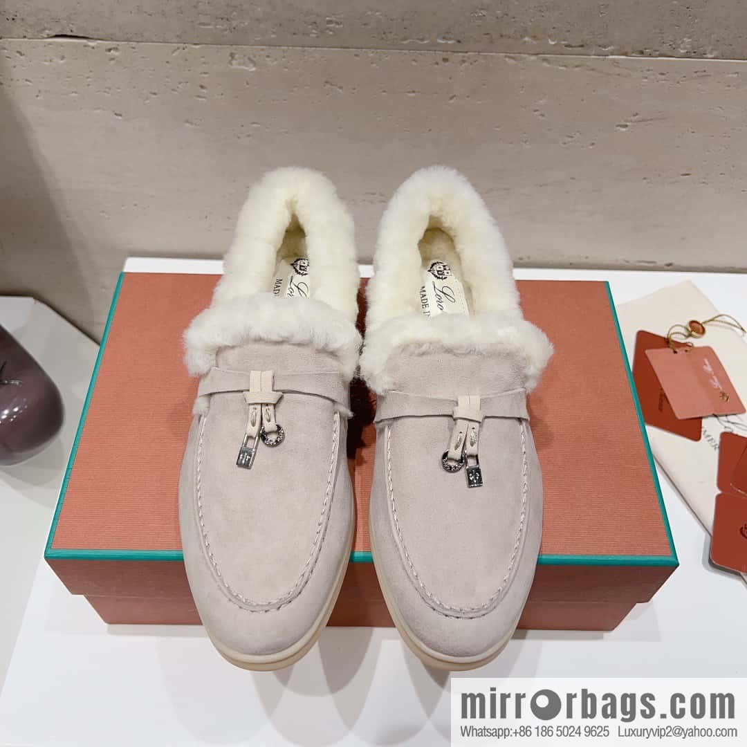 🐰🐰Loro Pian * Classic popular LP top version, British tassel flat-bottomed fluffy loafers