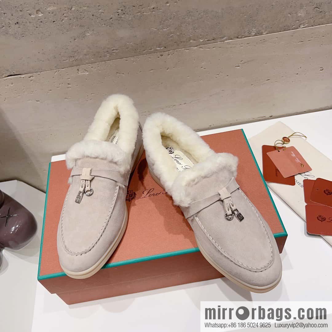 🐰🐰Loro Pian * Classic popular LP top version, British tassel flat-bottomed fluffy loafers