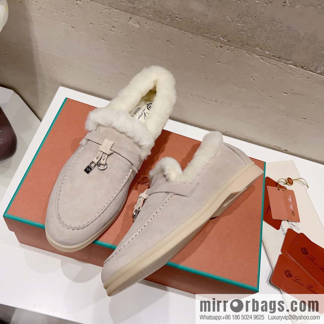 🐰🐰Loro Pian * Classic popular LP top version, British tassel flat-bottomed fluffy loafers