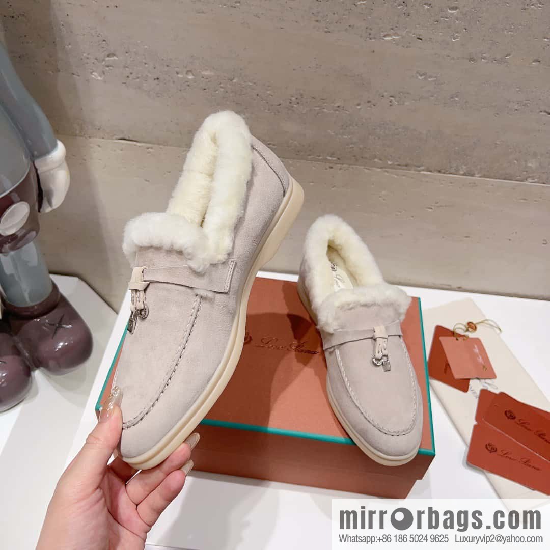 🐰🐰Loro Pian * Classic popular LP top version, British tassel flat-bottomed fluffy loafers