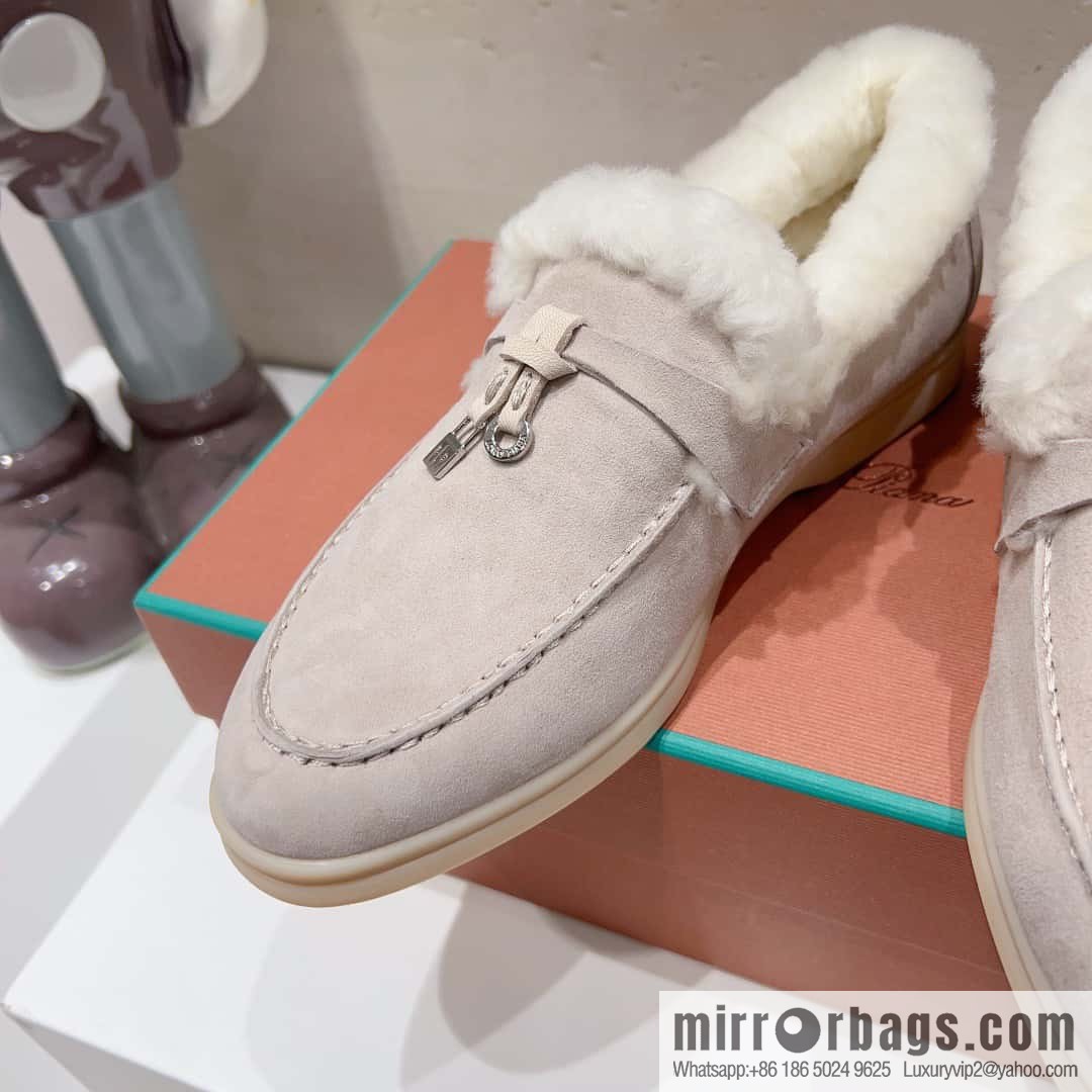 🐰🐰Loro Pian * Classic popular LP top version, British tassel flat-bottomed fluffy loafers