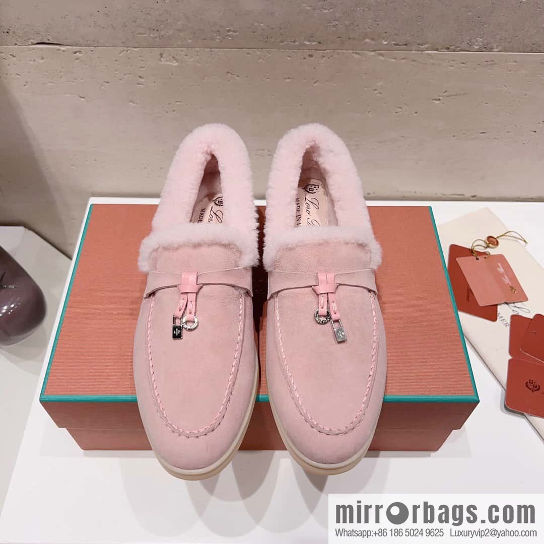 🐰🐰Loro Pian * Classic popular LP top version, British tassel flat-bottomed fluffy loafers