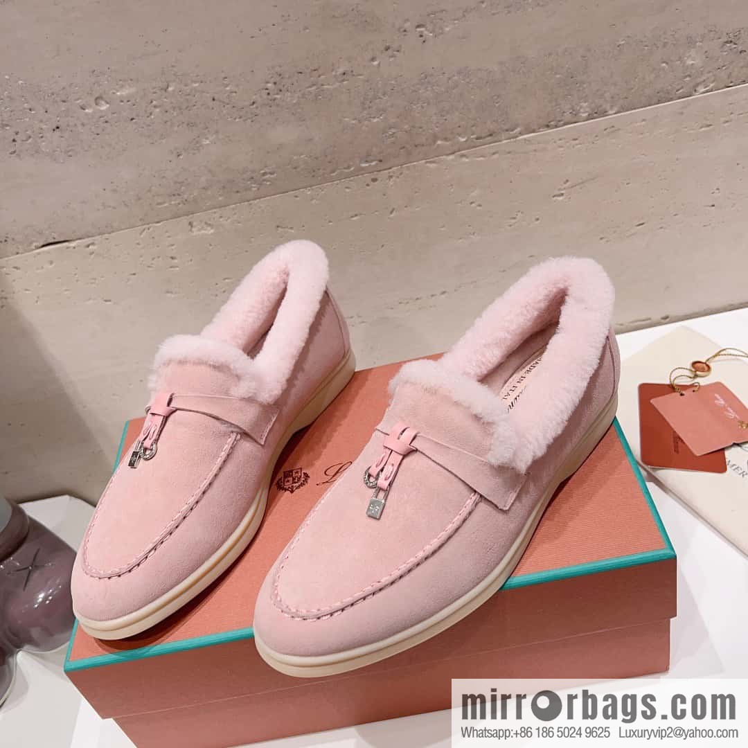 🐰🐰Loro Pian * Classic popular LP top version, British tassel flat-bottomed fluffy loafers