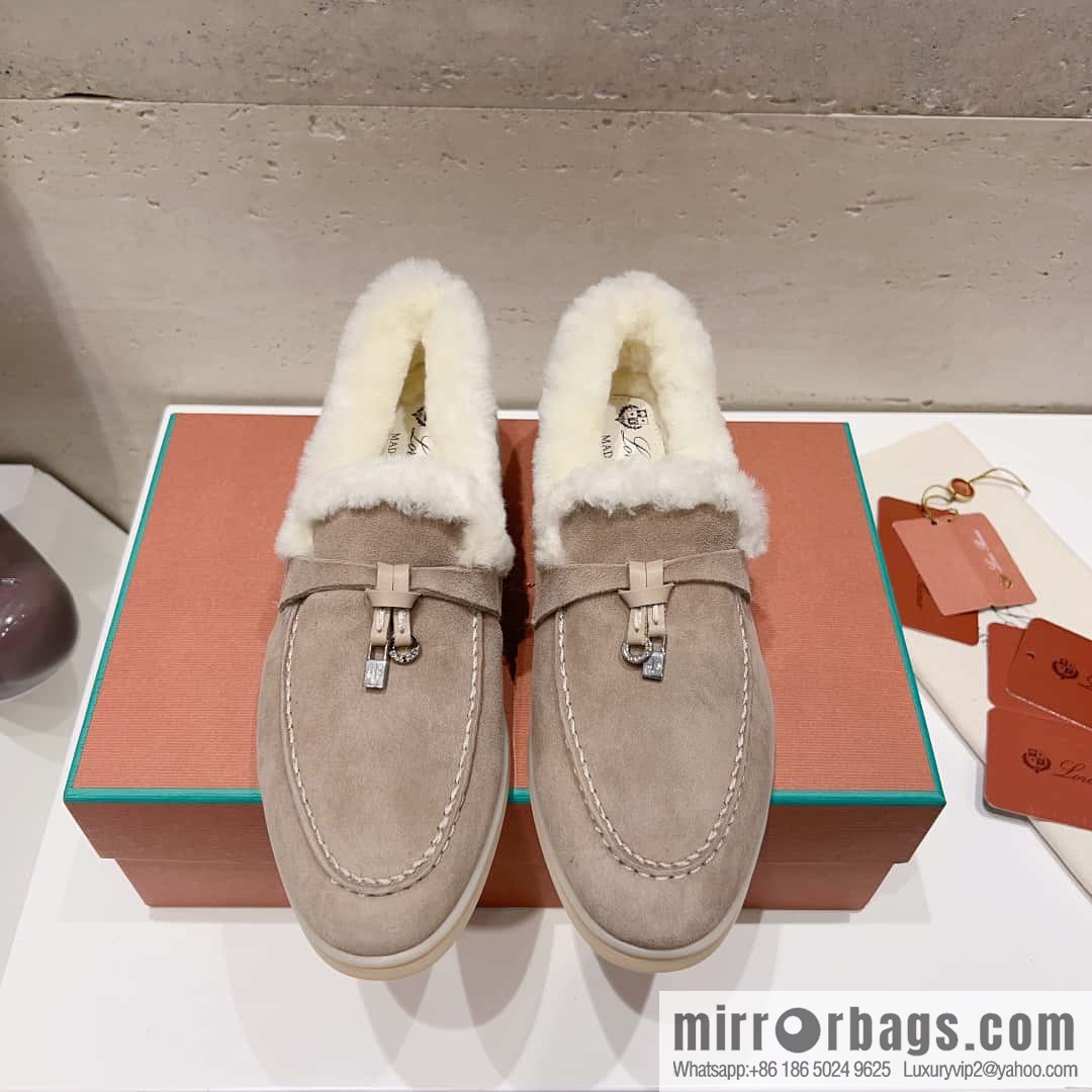 🐰🐰Loro Pian * Classic popular LP top version, British tassel flat-bottomed fluffy loafers