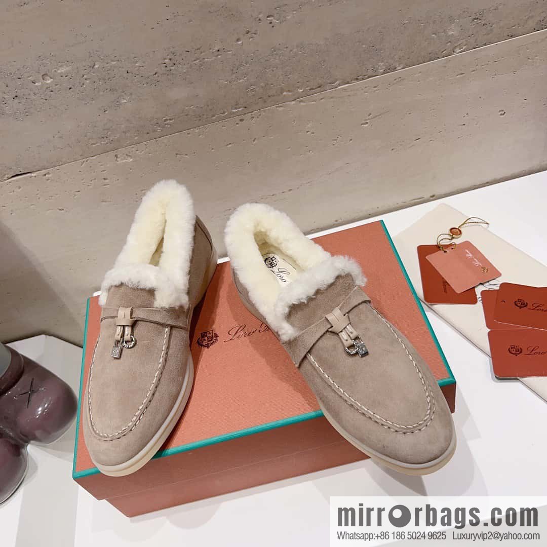 🐰🐰Loro Pian * Classic popular LP top version, British tassel flat-bottomed fluffy loafers