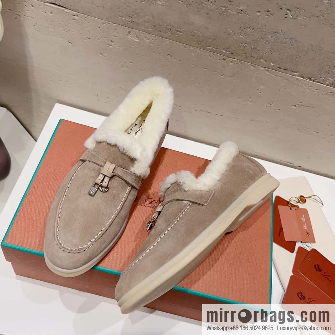 🐰🐰Loro Pian * Classic popular LP top version, British tassel flat-bottomed fluffy loafers
