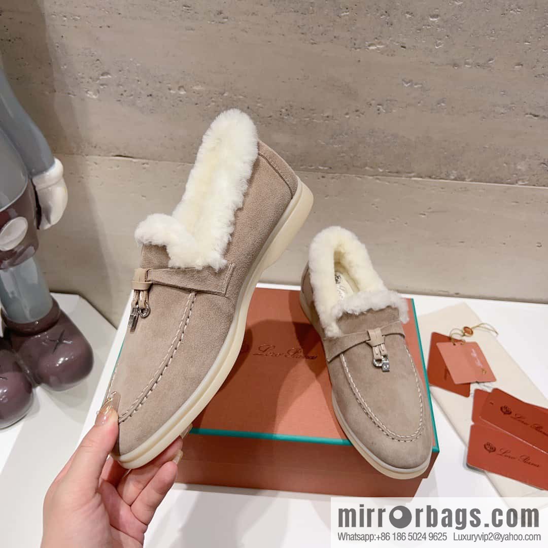 🐰🐰Loro Pian * Classic popular LP top version, British tassel flat-bottomed fluffy loafers