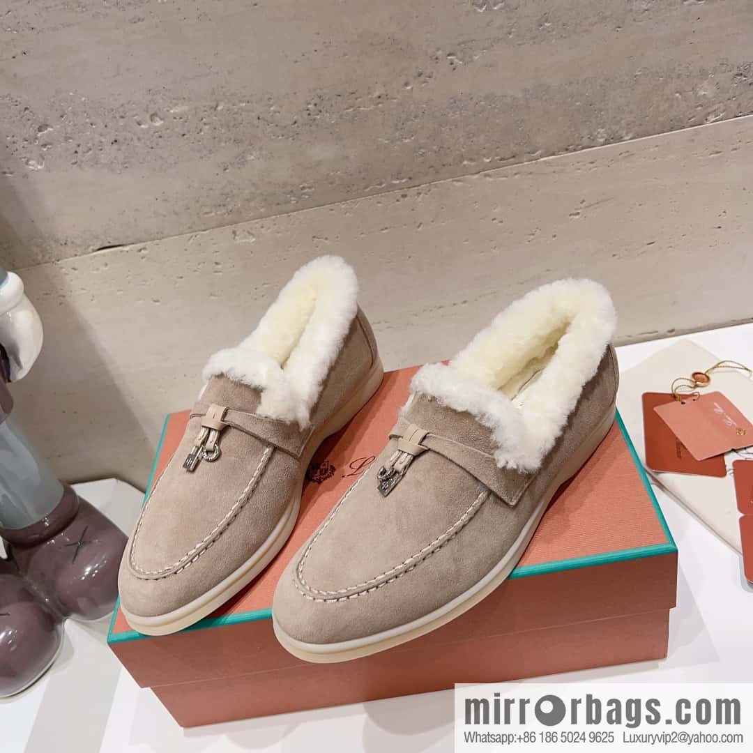 🐰🐰Loro Pian * Classic popular LP top version, British tassel flat-bottomed fluffy loafers