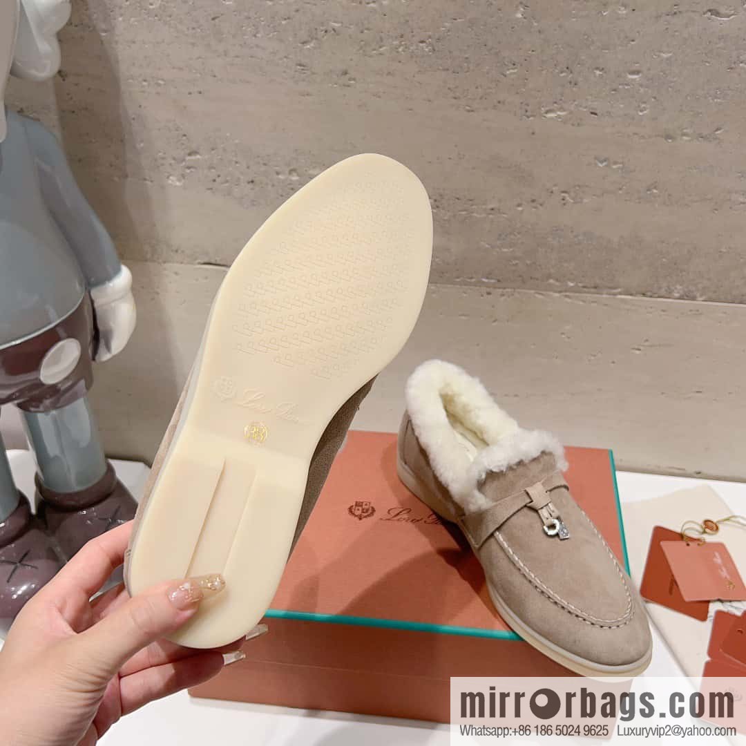 🐰🐰Loro Pian * Classic popular LP top version, British tassel flat-bottomed fluffy loafers