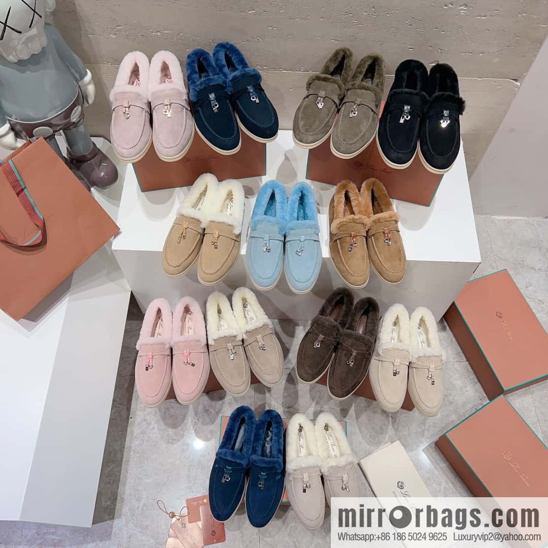 🐰🐰Loro Pian * Classic popular LP top version, British tassel flat-bottomed fluffy loafers