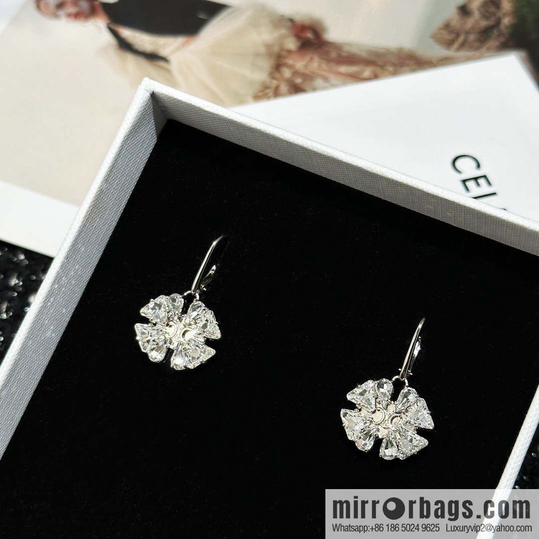 ☀️New ☑️ Celine silver Arc de Triomphe Clover stud earrings necklace ☀️
