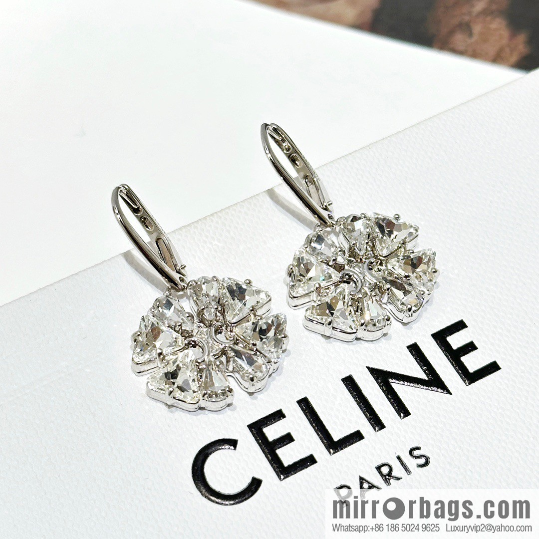☀️New ☑️ Celine silver Arc de Triomphe Clover stud earrings necklace ☀️