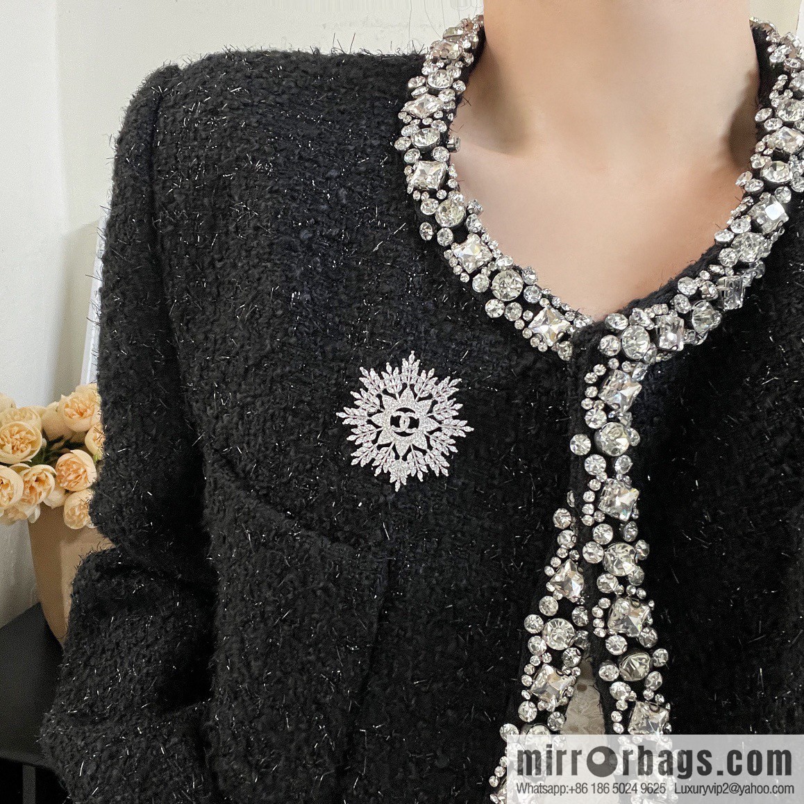 ☀️New ☑️ Chanel Double C Full Diamond Snowflake ❄️ Brooch ☀️