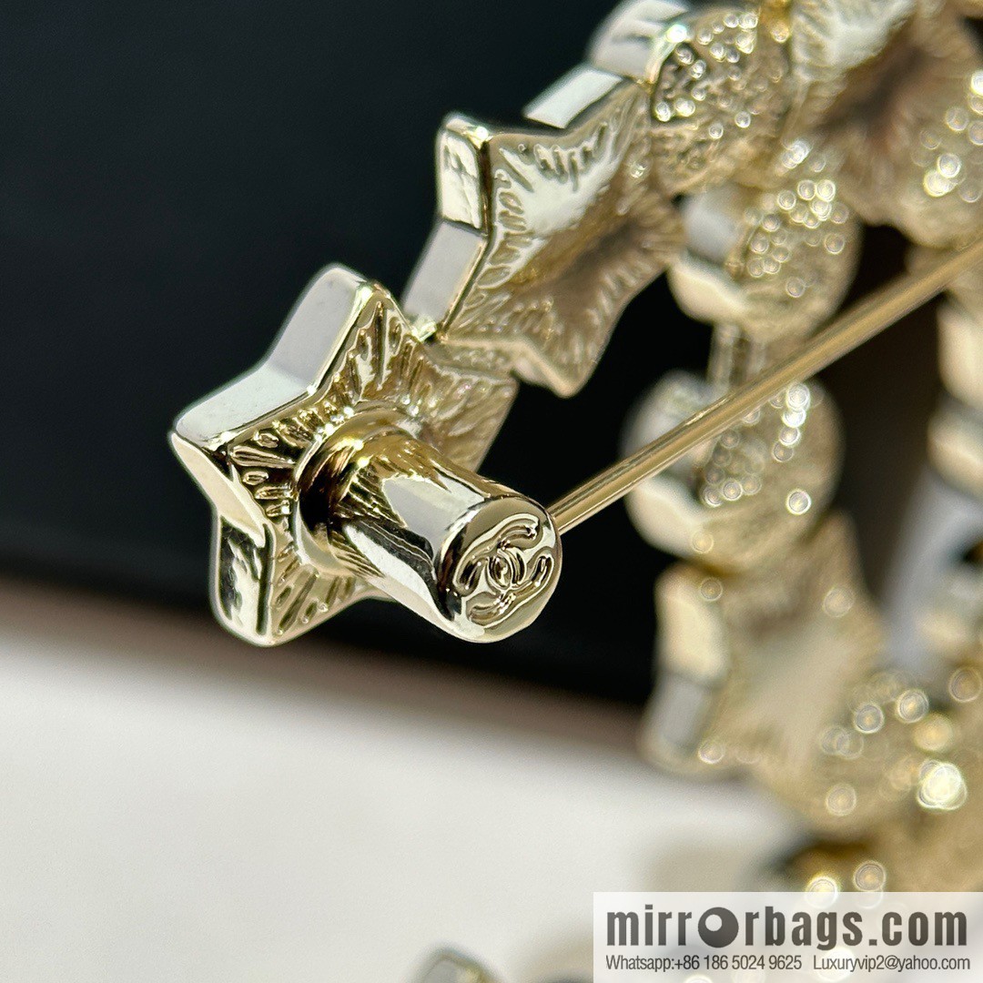 ☀️New ☑️ Chanel Double C Pentagram ⭐ Star Pearl Brooch ☀️