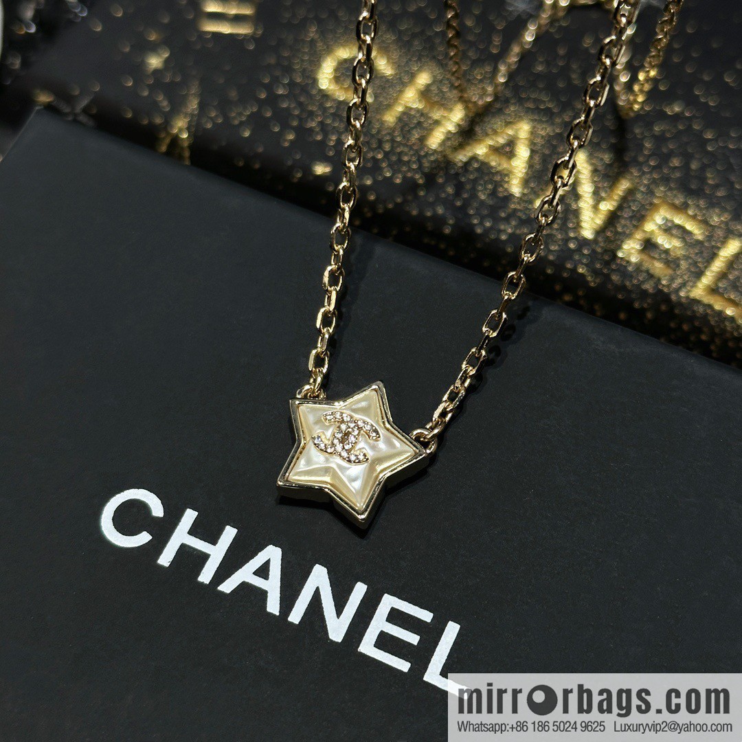 ☀️New ☑️ Chanel Double C Pentagram ⭐ Star Necklace