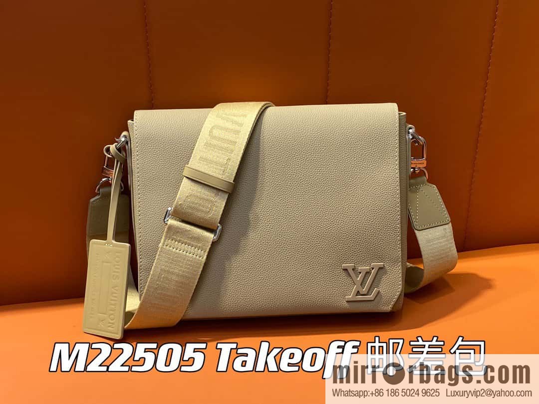 [Boutique‑grade] M22505 apricot, full leather men's bag messenger bag series Takeoff messenger bag