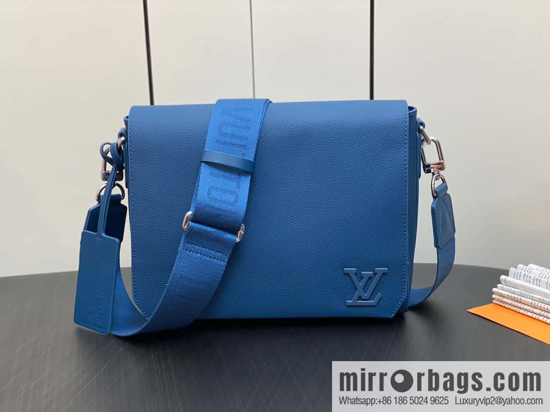 [Boutique‑grade] M22505 dark blue M21363 full leather men's bag messenger bag series Takeoff messenger bag