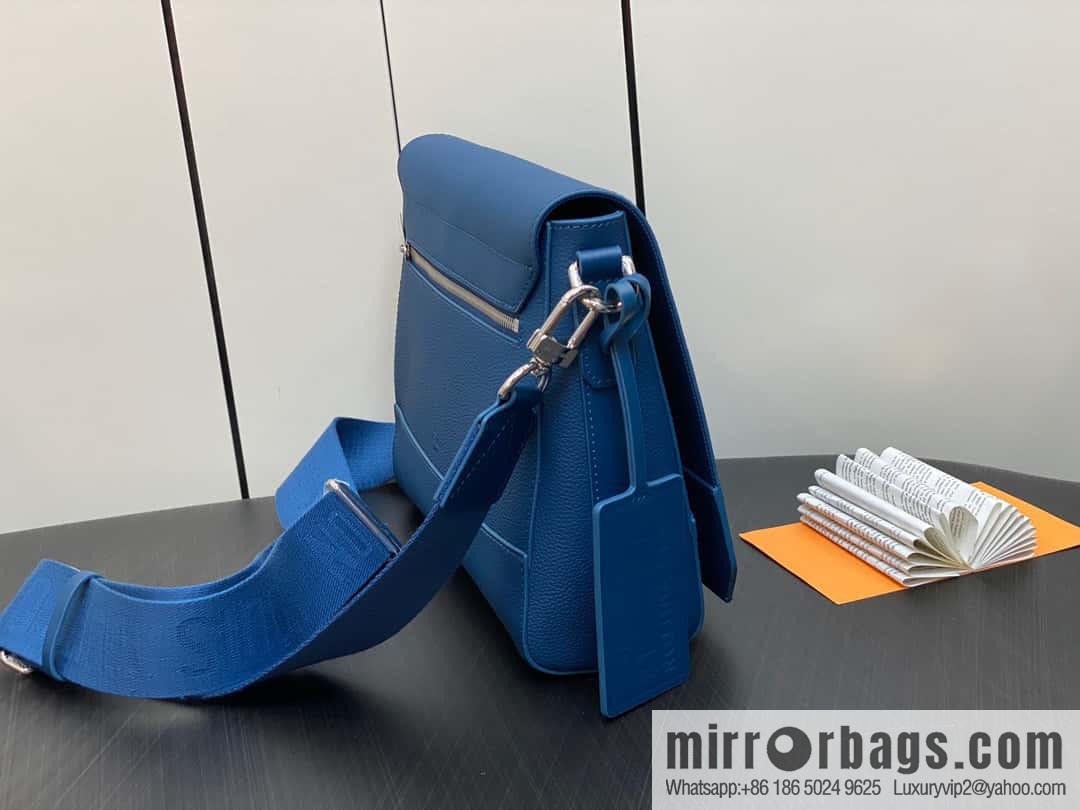 [Boutique‑grade] M22505 dark blue M21363 full leather men's bag messenger bag series Takeoff messenger bag