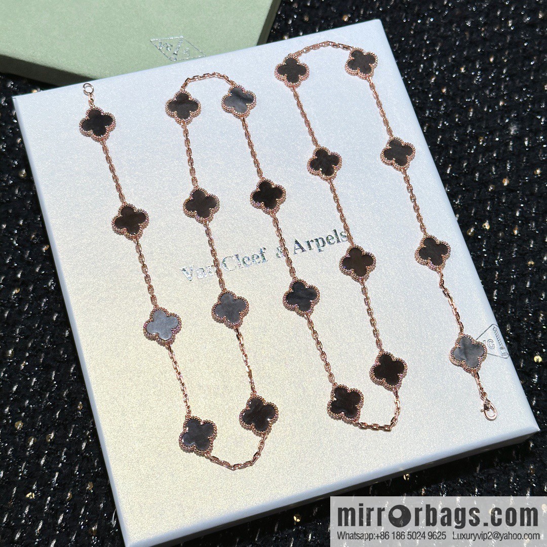 ☀️Van Cleef & Arpels Clover Peterstone 20 Flowers Necklace Sweater Chain ☀