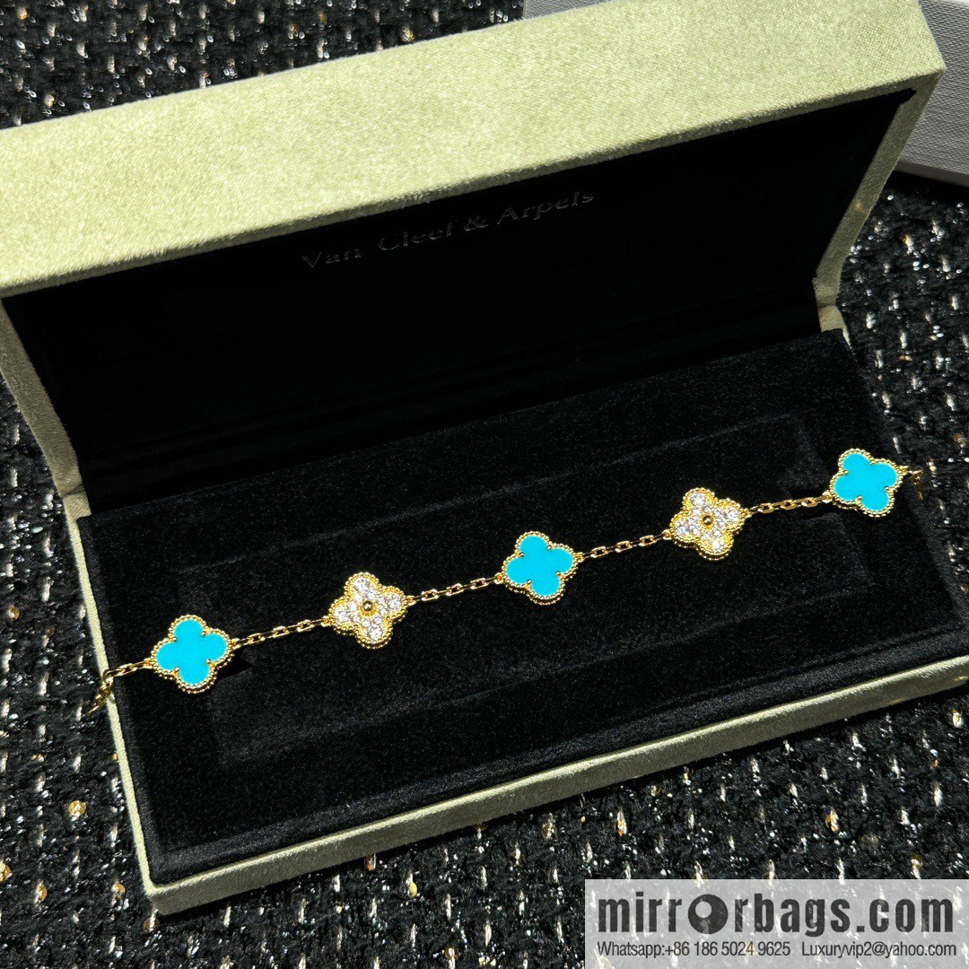 ☀️Van Cleef & Arpels Turquoise Five Flowers Bracelet ☀