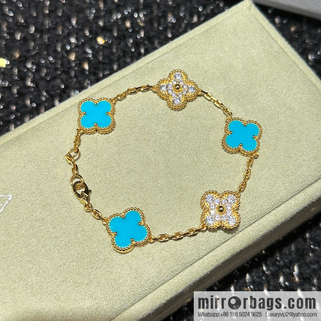 ☀️Van Cleef & Arpels Turquoise Five Flowers Bracelet ☀