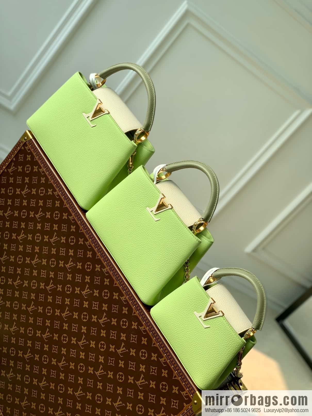 M21689 green with white M22055 CAPUCINES small handbag