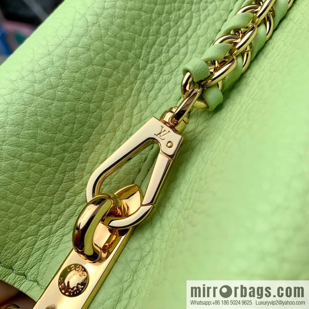 M21689 green with white M22055 CAPUCINES medium handbag