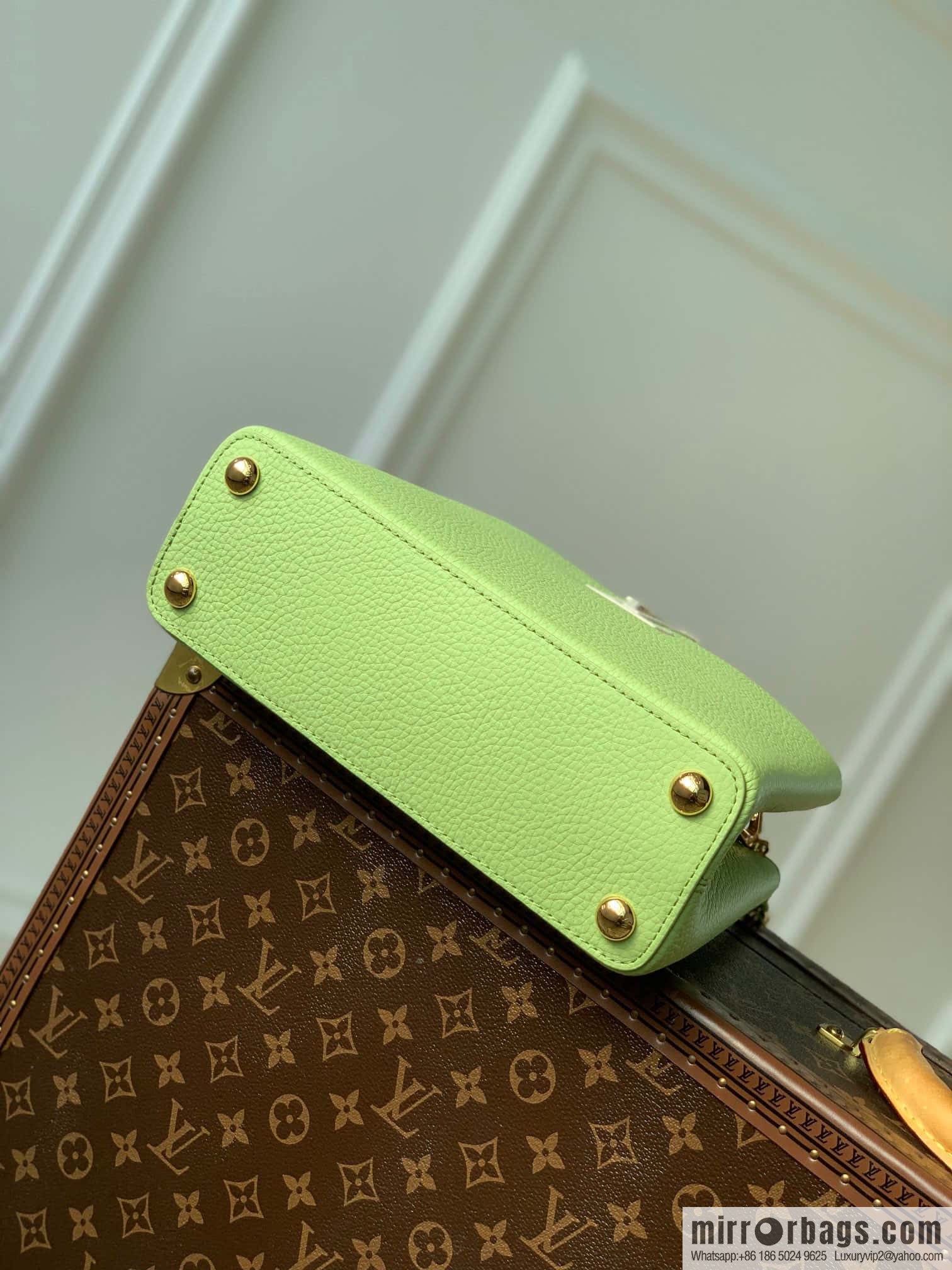 M21689 green with white M22055 CAPUCINES small handbag