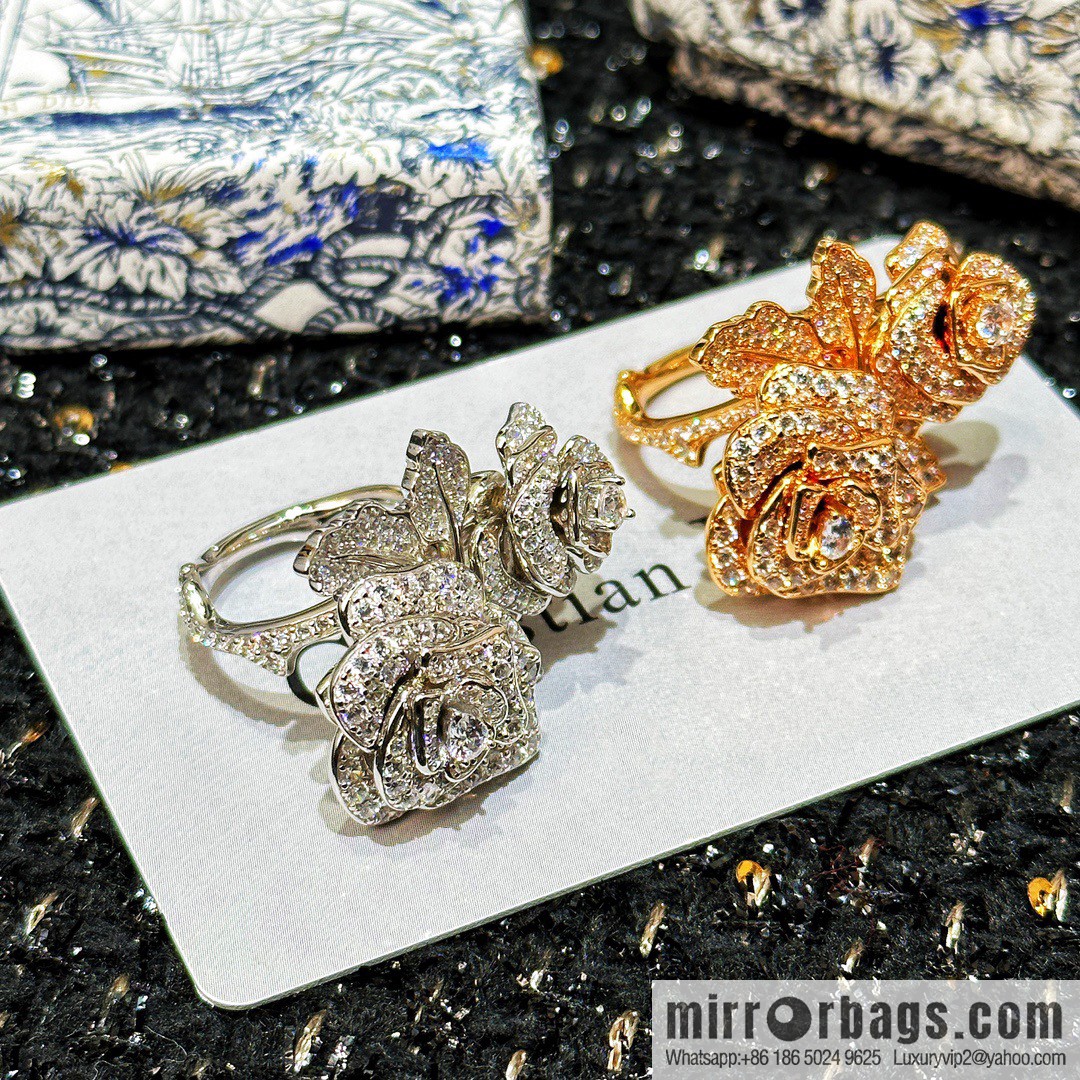 New ☑️ Dior full diamond double rose ring